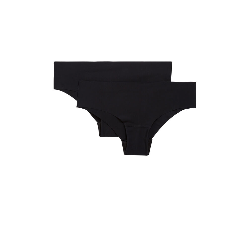 Juego de 2 braguitas culotte negras de microfibra negro.