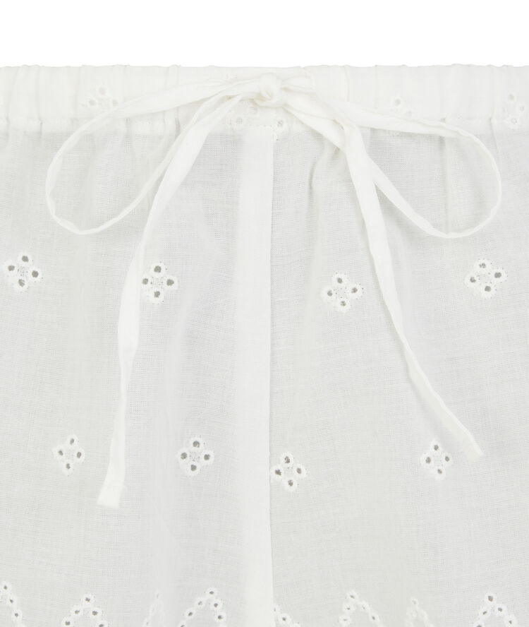 Short de algodón bordado - blanco blanco.
