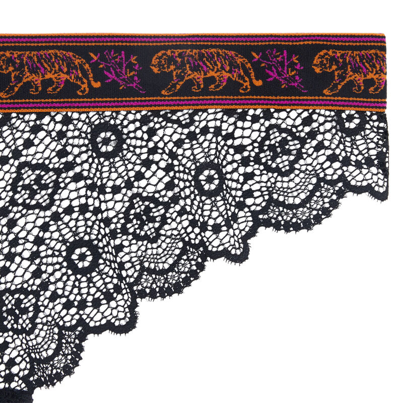 Braguita tanga de encaje con detalles bordados sendaiz noir.