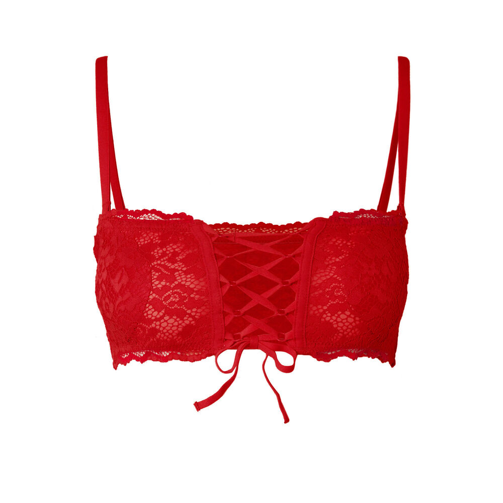 Sujetador bandeau sin aros efecto corsé - rojo rojo.