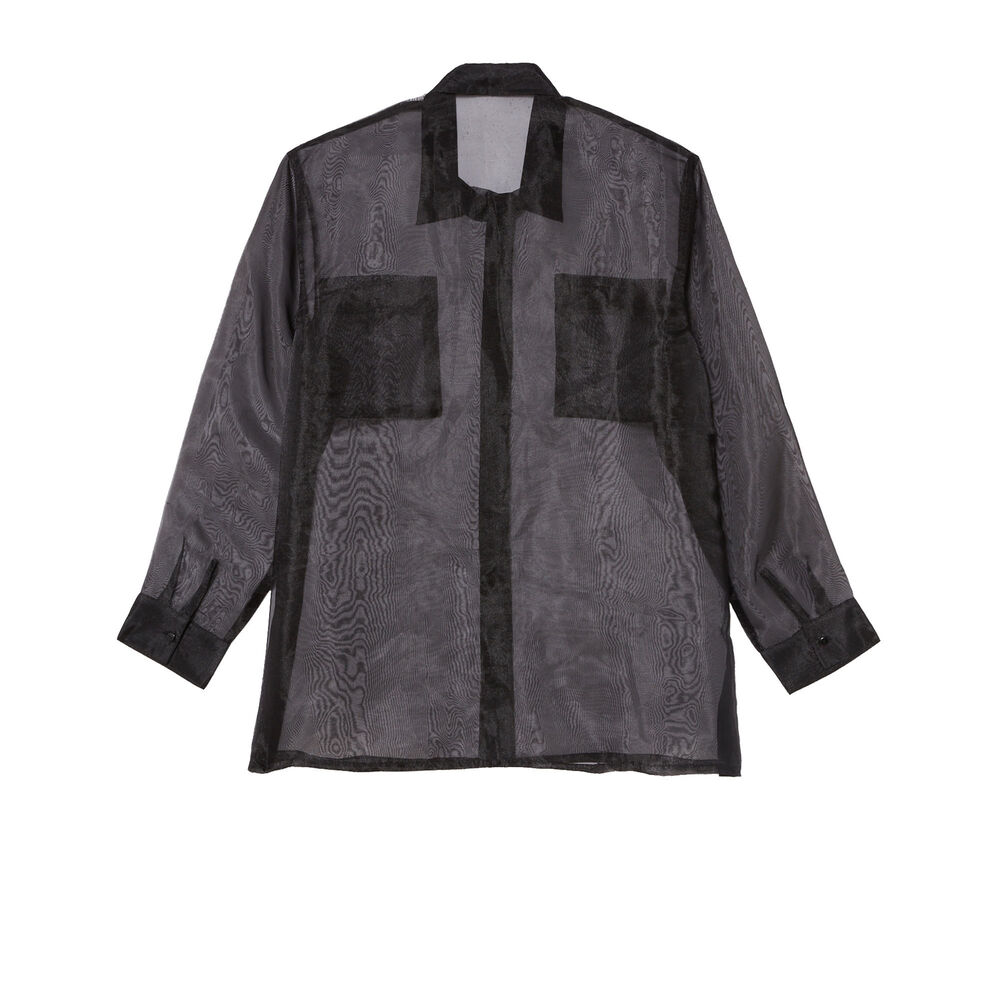 Camisa larga transparente de tul - negra negro.