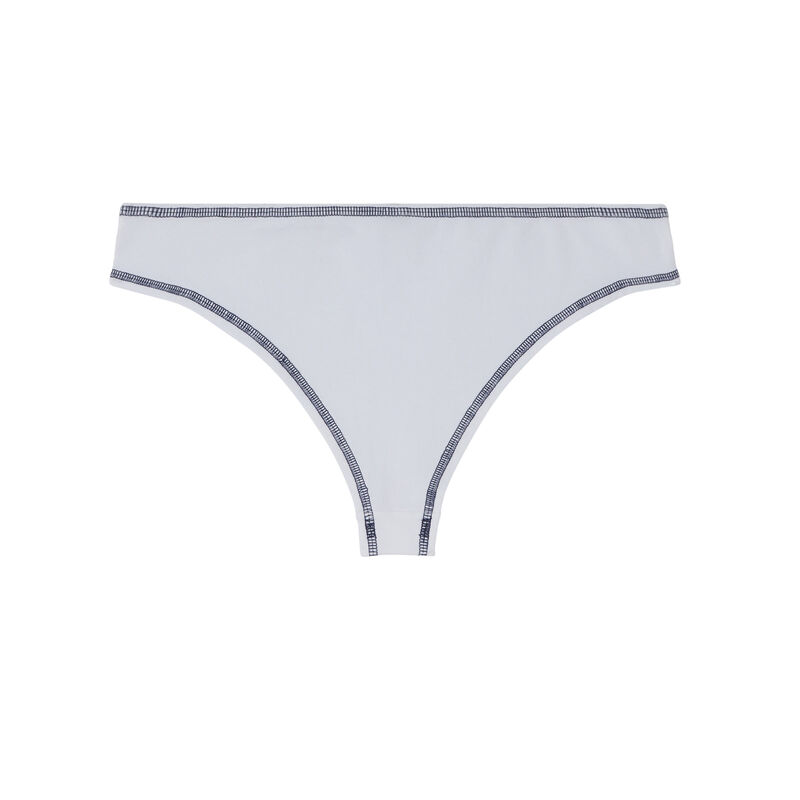 Culotte de algodón con costuras negras visibles - blanco Culotte de algodón con costuras negras visibles - blanco;