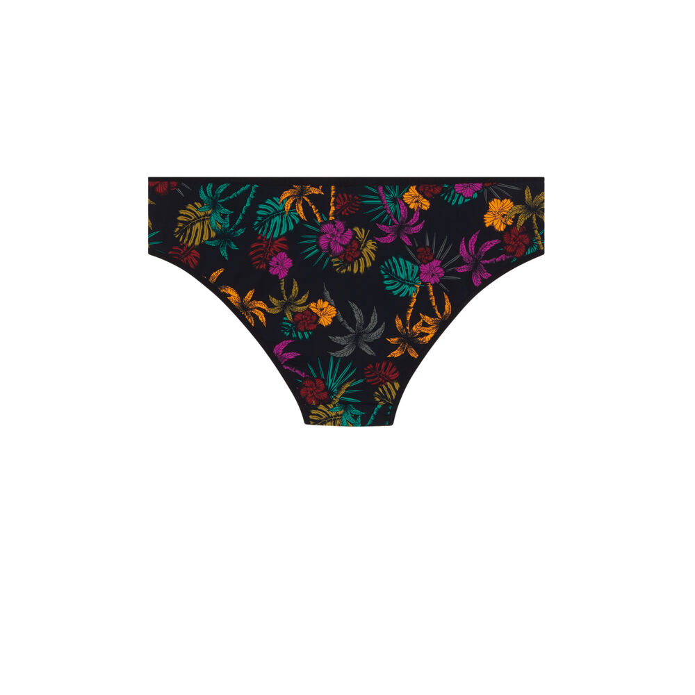 Braguita culotte de microfibra estampada - negra negro.