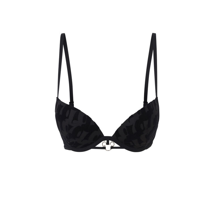 Sujetador push-up de tul floqueado flockimickiz negro.