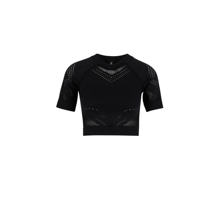 Crop top deportivo con costuras herosportiz negro.