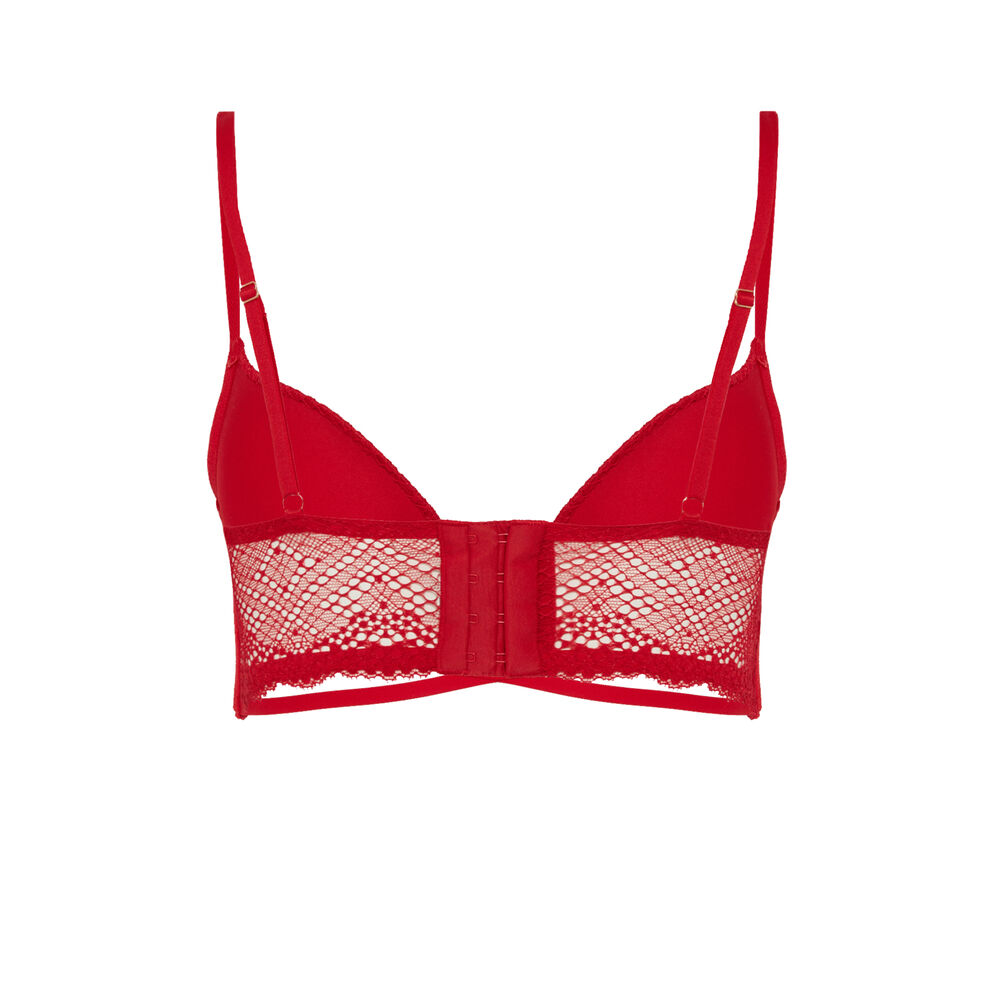 Sujetador ultra push-up con encaje y cintas - rojo rojo.