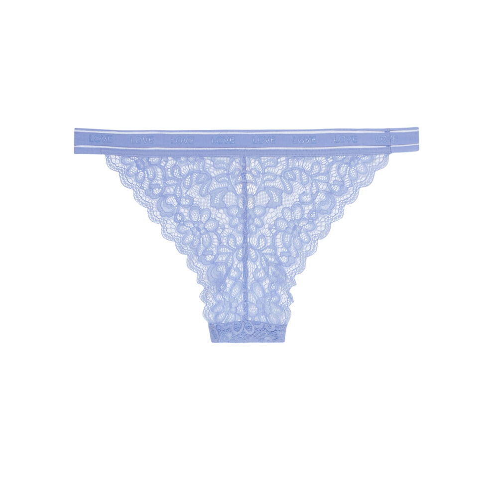 Braguita tanga de encaje con detalle de cinta elástica - azul cielo azul.