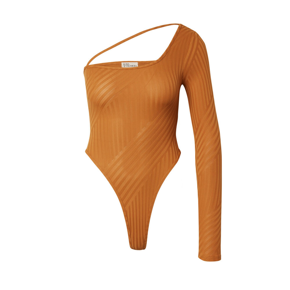Body asimétrico aya x undiz - caramel marrón.