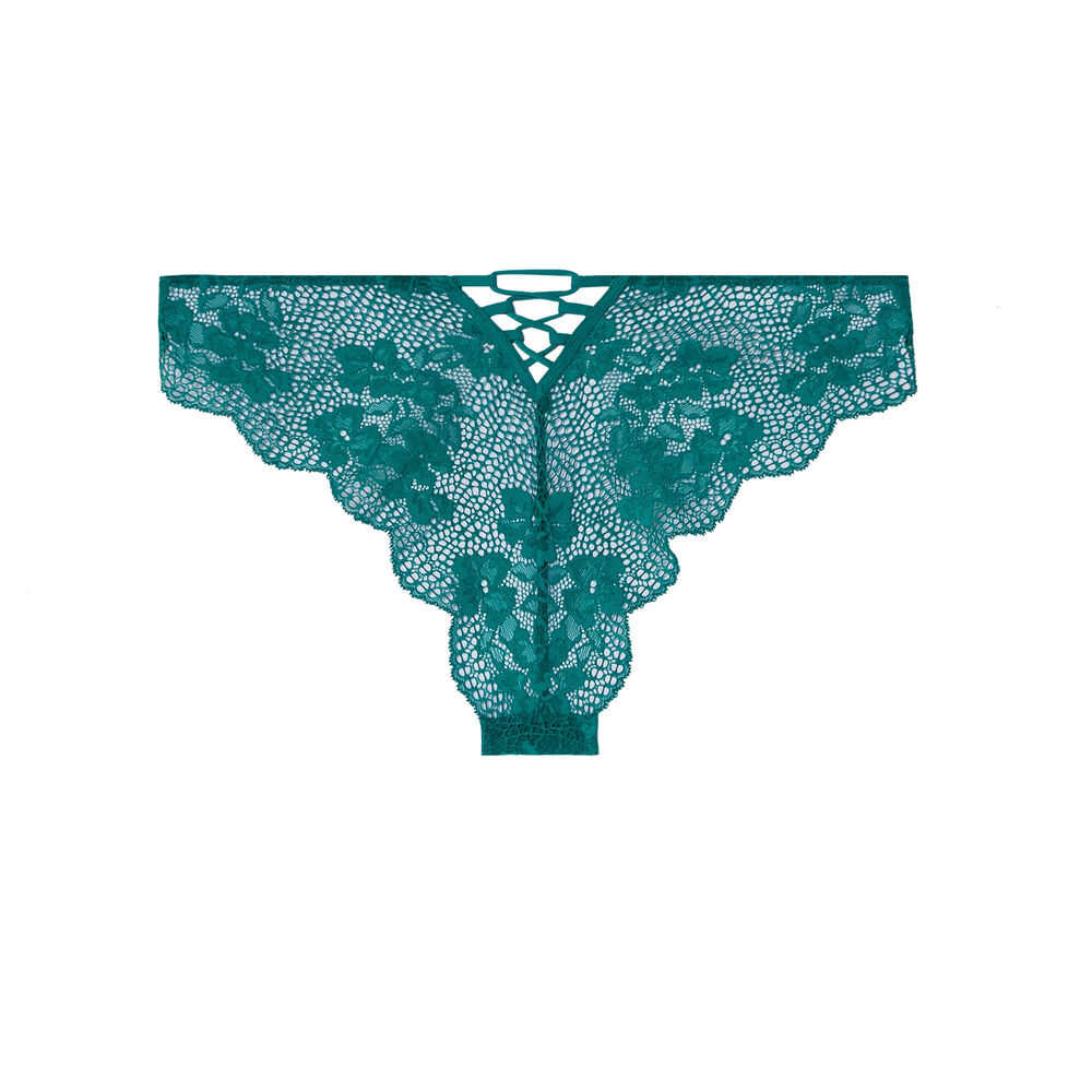 Braguita brasileña de encaje con detalle entrelazado - verde verde.
