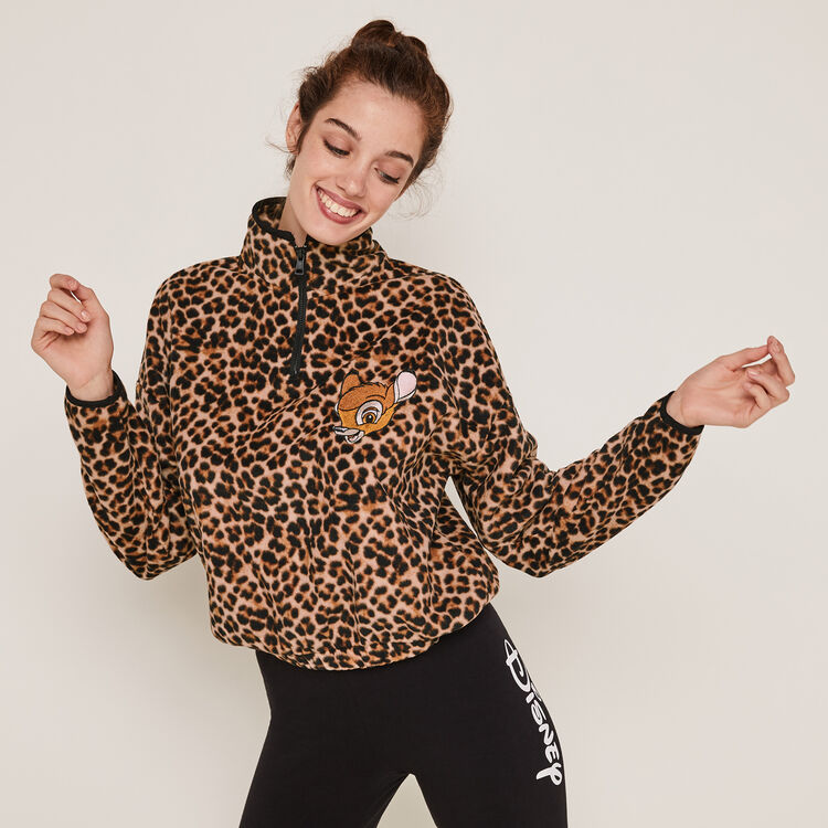 Sudadera polar con cremallera y estampado de leopardo Toobambiz Sudadera polar con cremallera y estampado de leopardo Toobambiz;