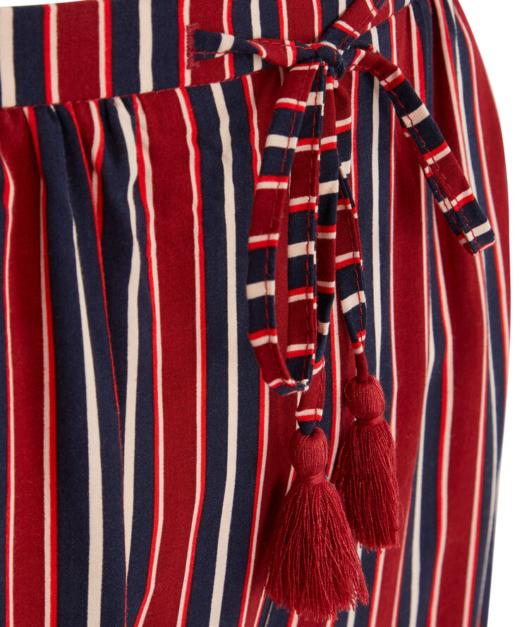 Pantalón fluido de rayas redrayiz burdeos.