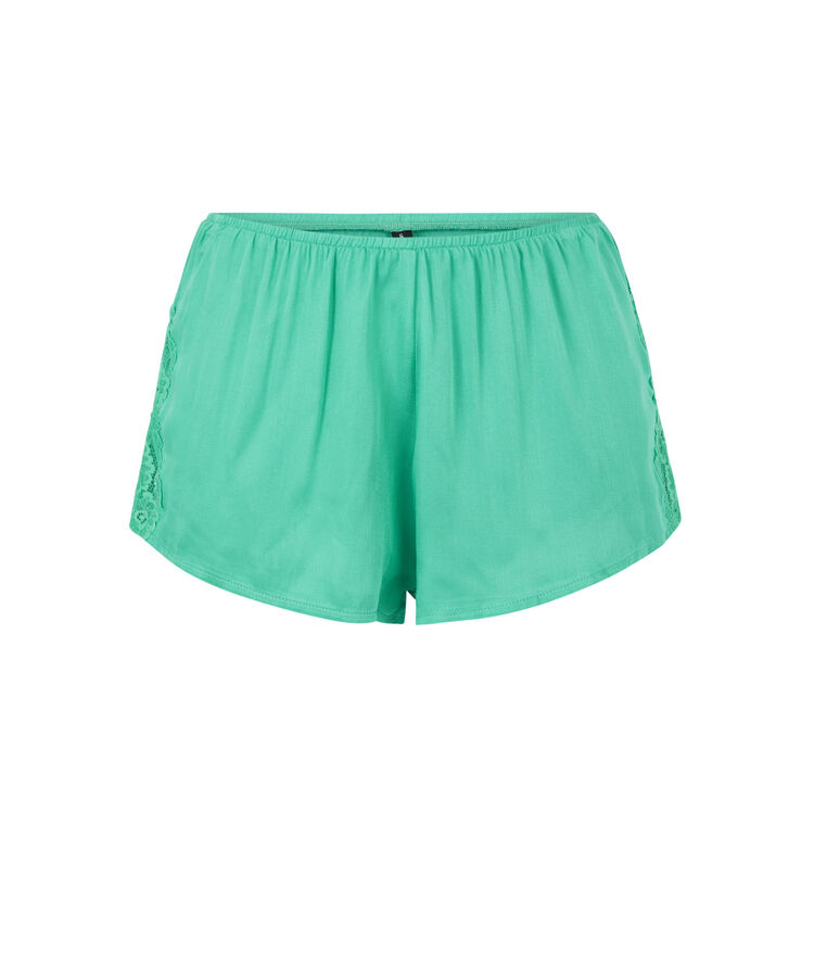 Shorts de satén con aplicación de encaje sexysatiz verde esmeralda.
