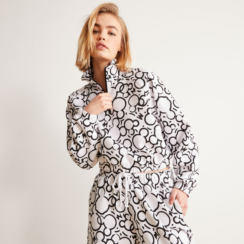 Sudadera con cremallera y estampado de cabeza de Mickey - blanca Sudadera con cremallera y estampado de cabeza de Mickey - blanca;