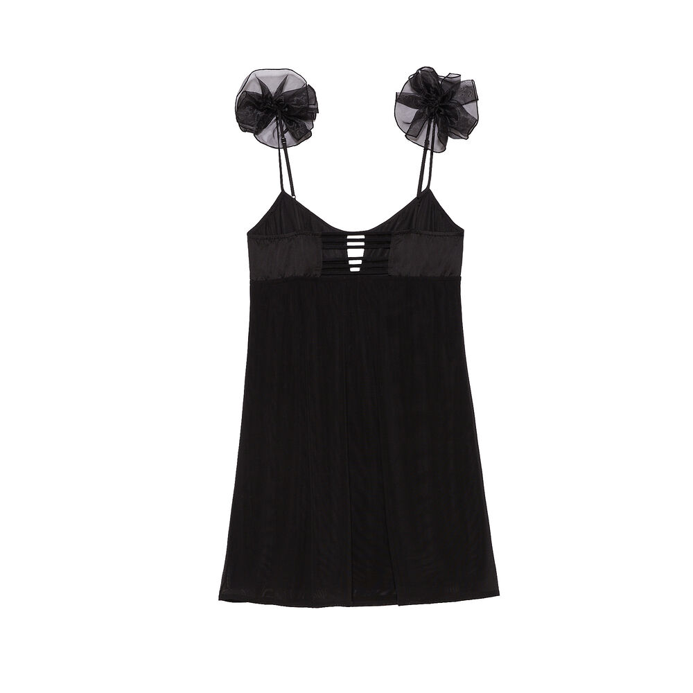 Picardías de red y lazos - negro negro.