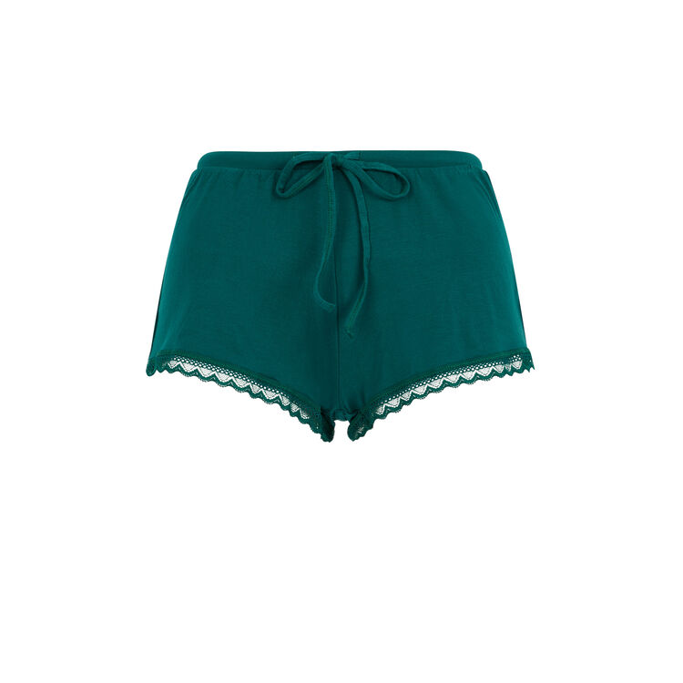 Shorts de punto con pieza de encaje vitamiz verde.