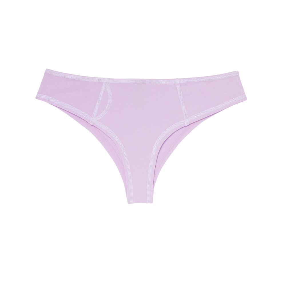 Culotte de algodón con costuras blancas visibles - lila violeta.