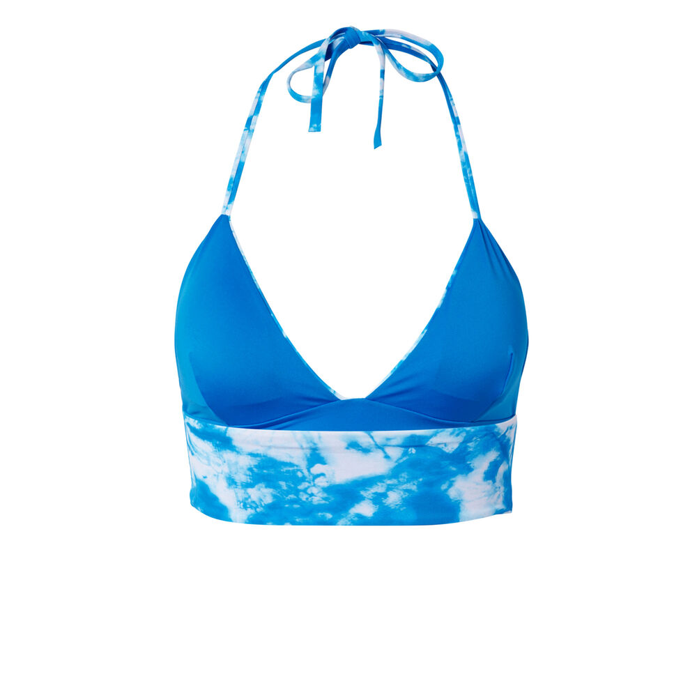 Parte de arriba de bikini de triángulo de aumento motivo tie and dye - azul azul.