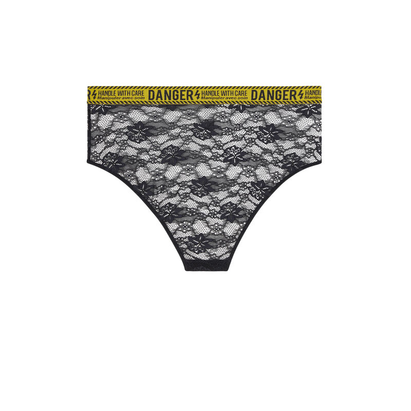 Braguita culotte de talle alto en encaje con detalle de banda elástica killbilliz noir.