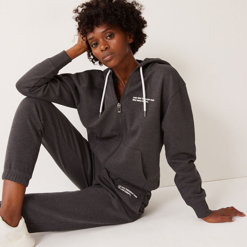 Chaqueta con capucha con mensaje - gris Chaqueta con capucha con mensaje - gris;