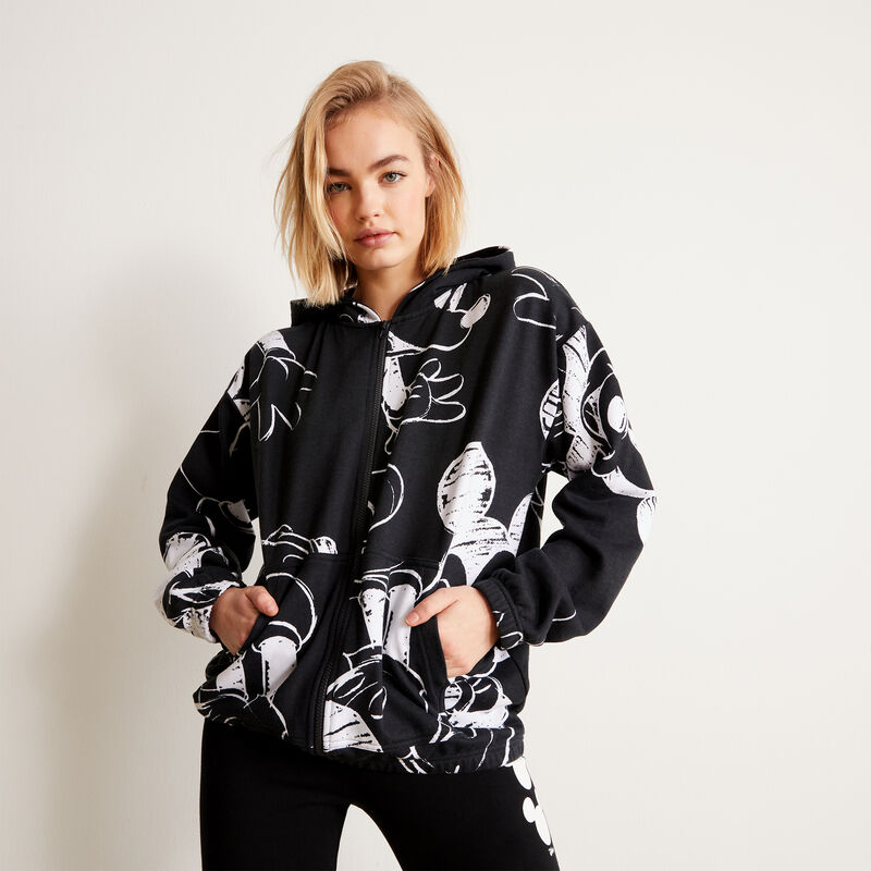 Sudadera con cremallera y motivos Mickey - negra Sudadera con cremallera y motivos Mickey - negra;
