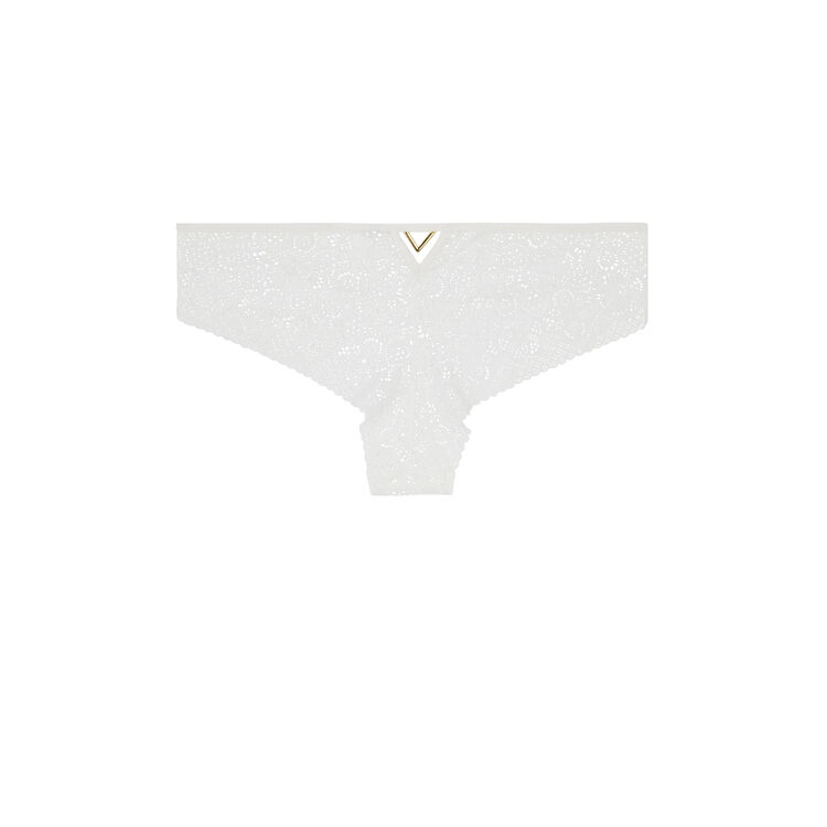 Braguita culotte de encaje con detalle de bisutería ethnobiz blanco.