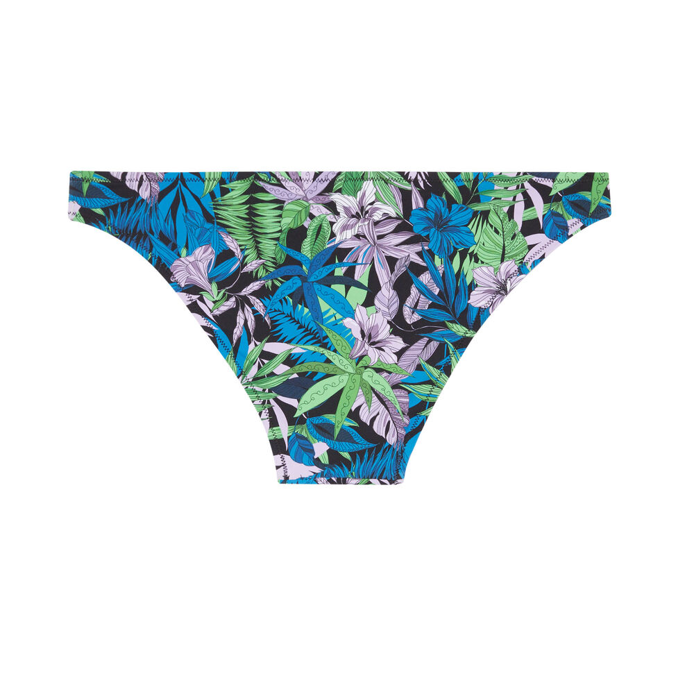 Parte de abajo de bikini braguita con estampado tropical - negra negro.