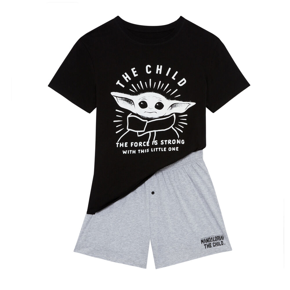 Juego de pijama short baby yoda - negro negro.