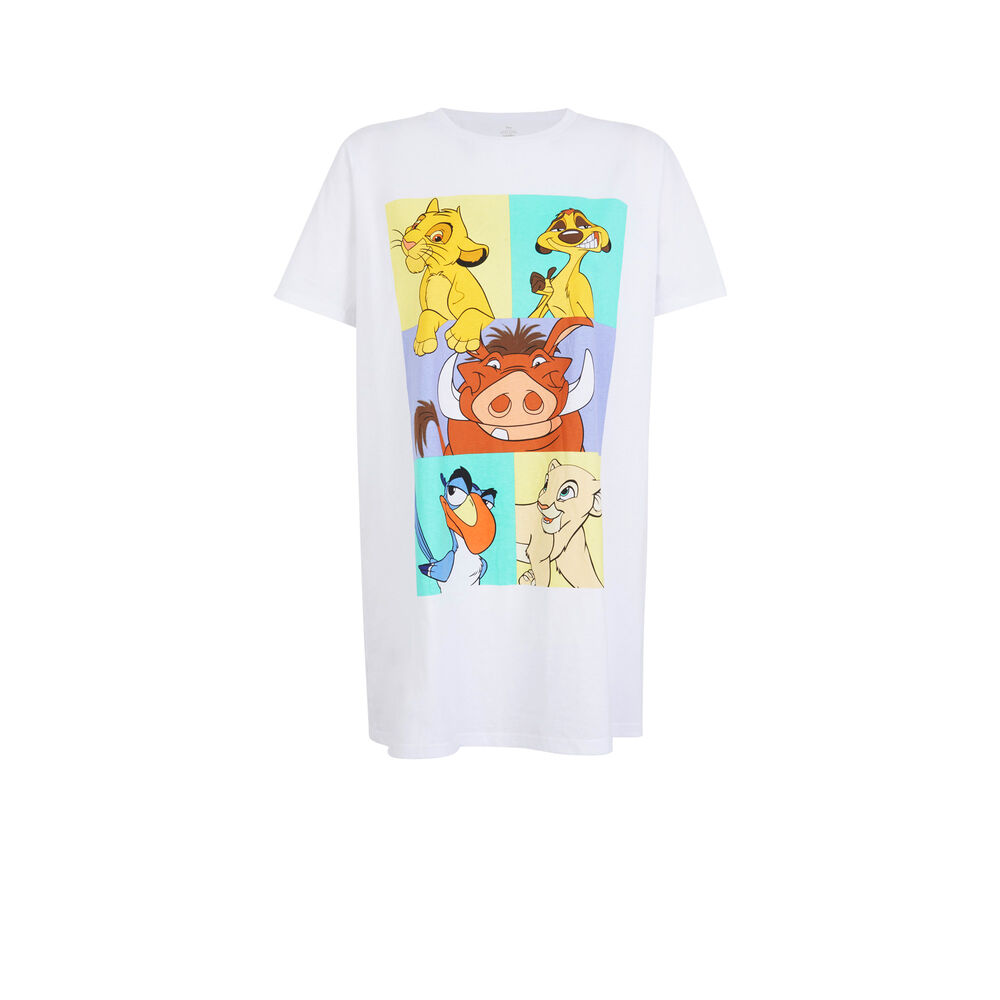 Camiseta larga de manga corta rey león - blanca blanco.