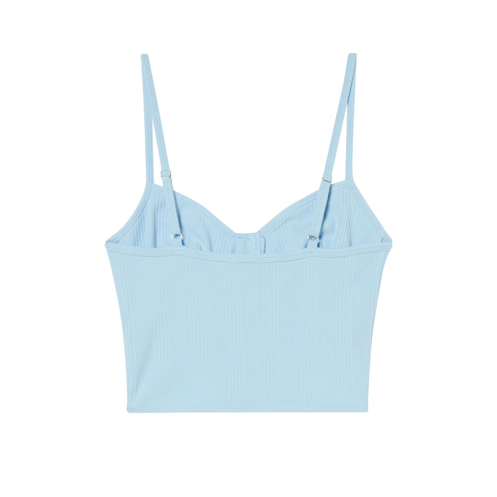 Top efecto corsé con tirantes finos - azul azul.