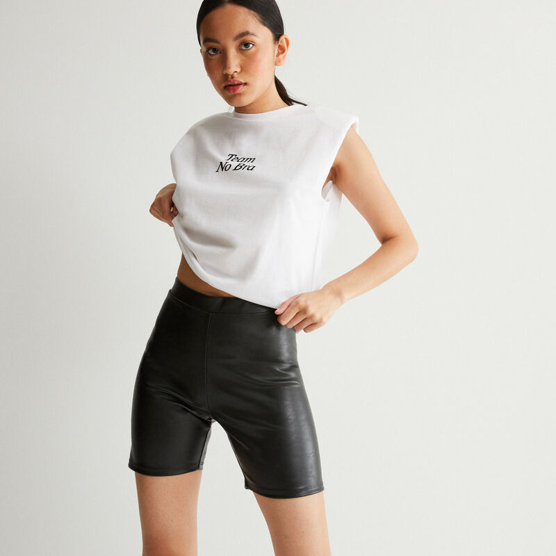 pantalón ciclista efecto piel - negro pantalón ciclista efecto piel - negro;