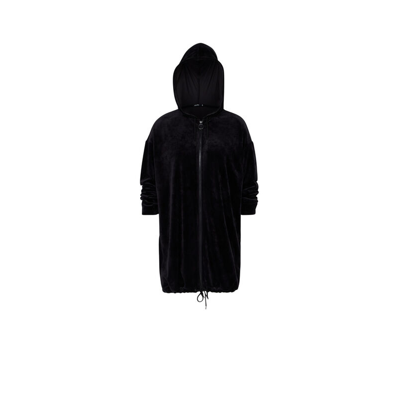 Sweat long à capuche doux - noir Sweat long à capuche doux - noir;