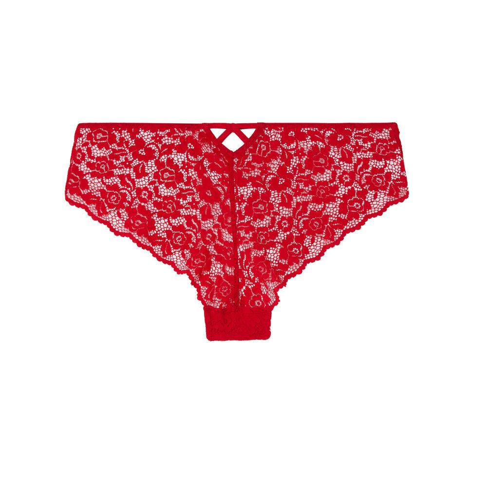Braguita culotte de encaje de flores - roja rojo.