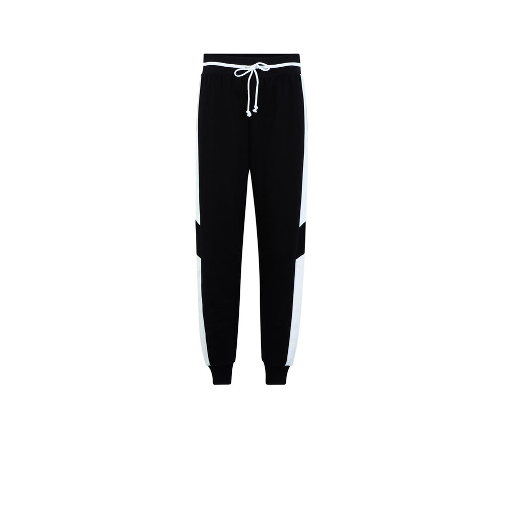 Pantalón con cordón y bandas blancas - negro negro.