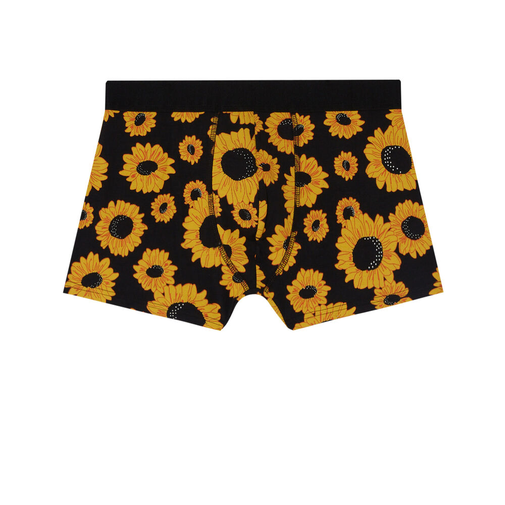 Bóxer con estampado de girasoles - negro negro.