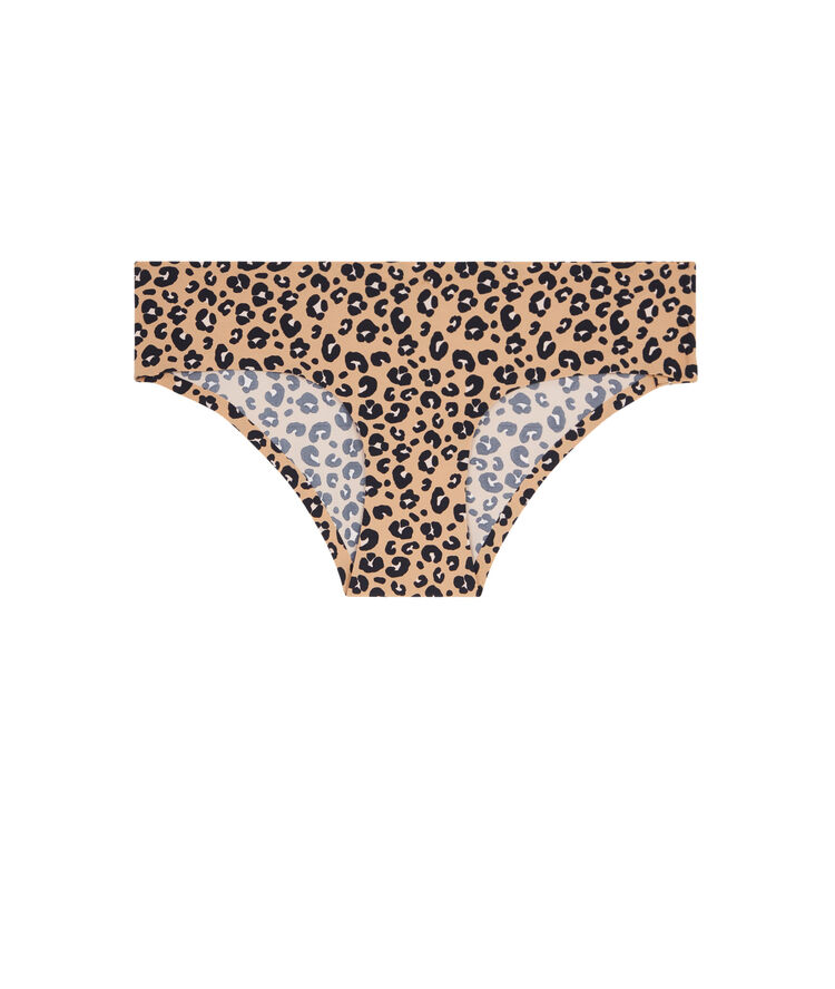 Shorty de microfibra estampada leopiz beige.