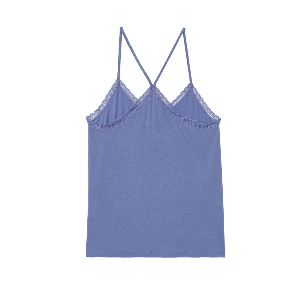 Top de punto con tirantes finos - azul azul.