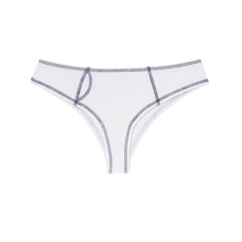 Culotte de algodón con costuras negras visibles - blanco Culotte de algodón con costuras negras visibles - blanco;