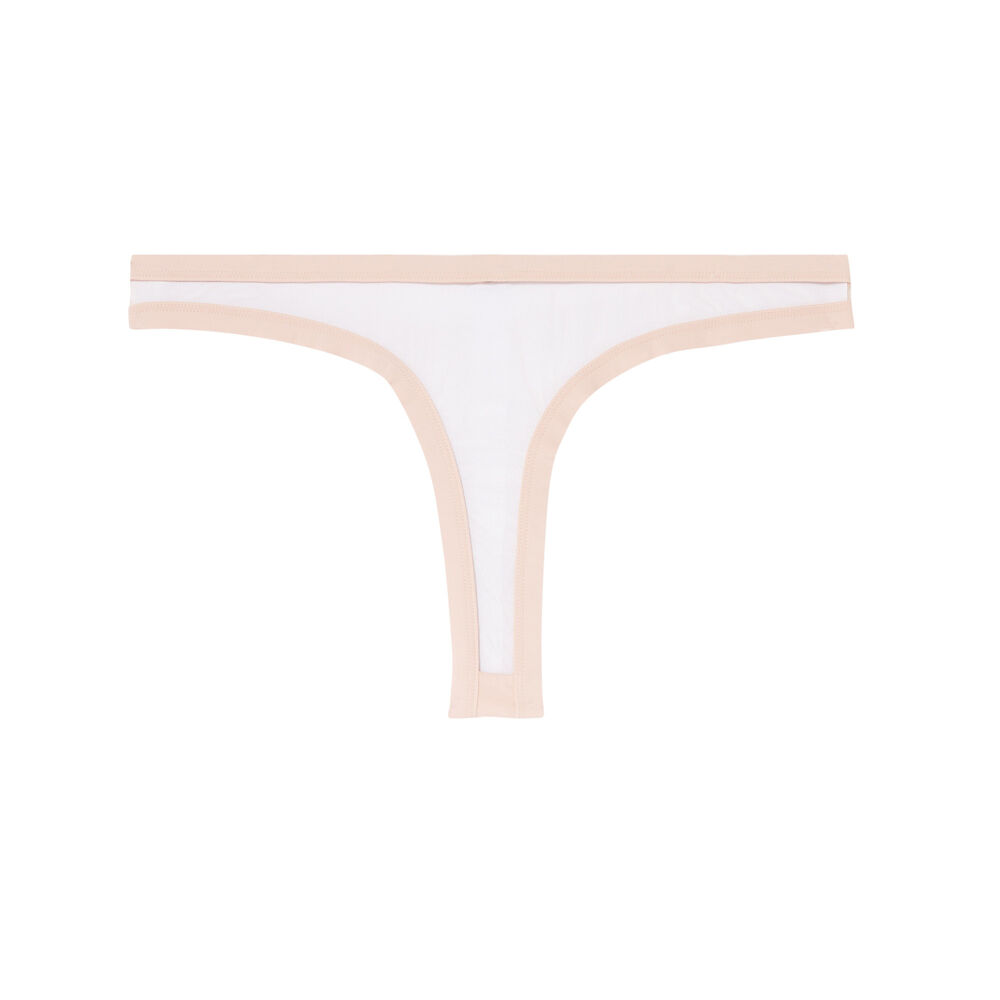 Tanga de microfibra y rejilla transparente - rosa nude rosa.