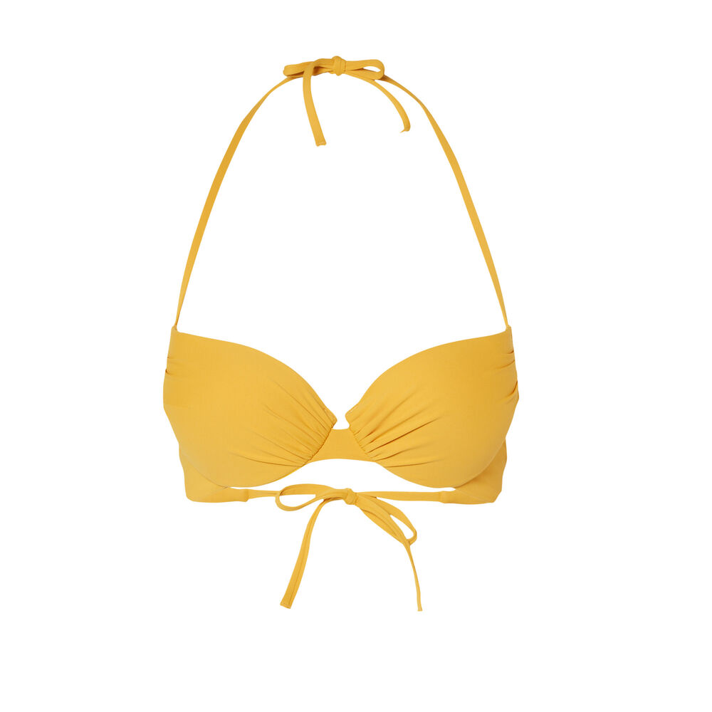 Parte de arriba de bañador push-up con espalda abierta - amarillo amarillo.