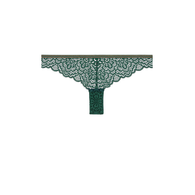 Tanga en dentelle détail bande lurexbandiz vert.