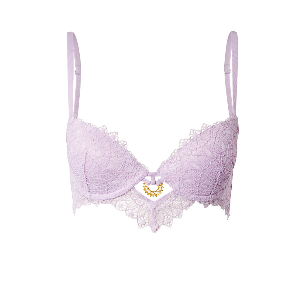 Sujetador corpiño push-up con detalle de joya - lila violeta.