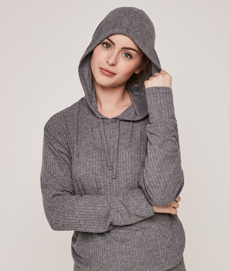 Top con capucha lisa hoodipiz gris.