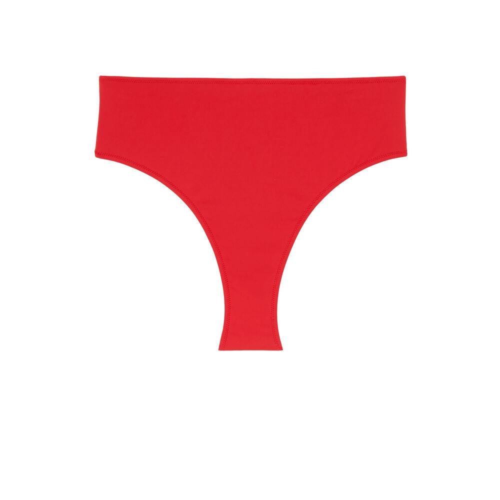 Parte de abajo de bikini braguita de talle alto - naranja rojo.