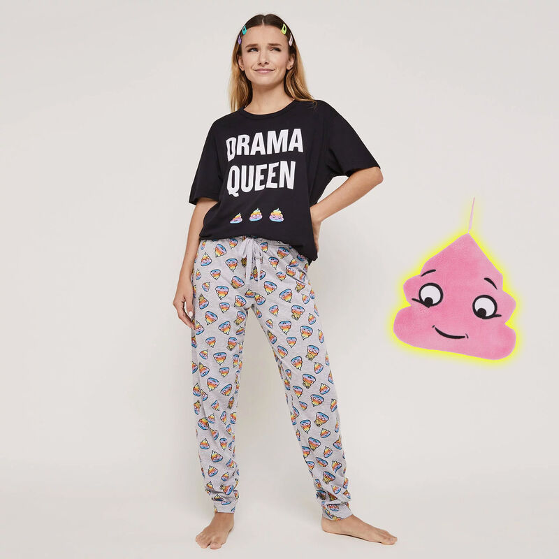 Conjunto de pijama top + pantalón con estampado intereinchieusiz Conjunto de pijama top + pantalón con estampado intereinchieusiz;