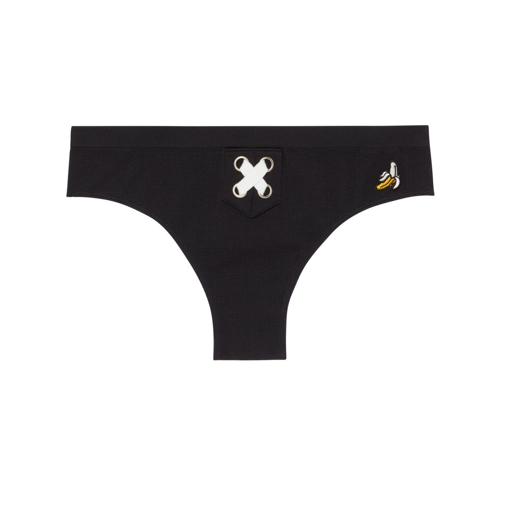 Braguita culotte de plátano con detalle de lazo - negro negro.