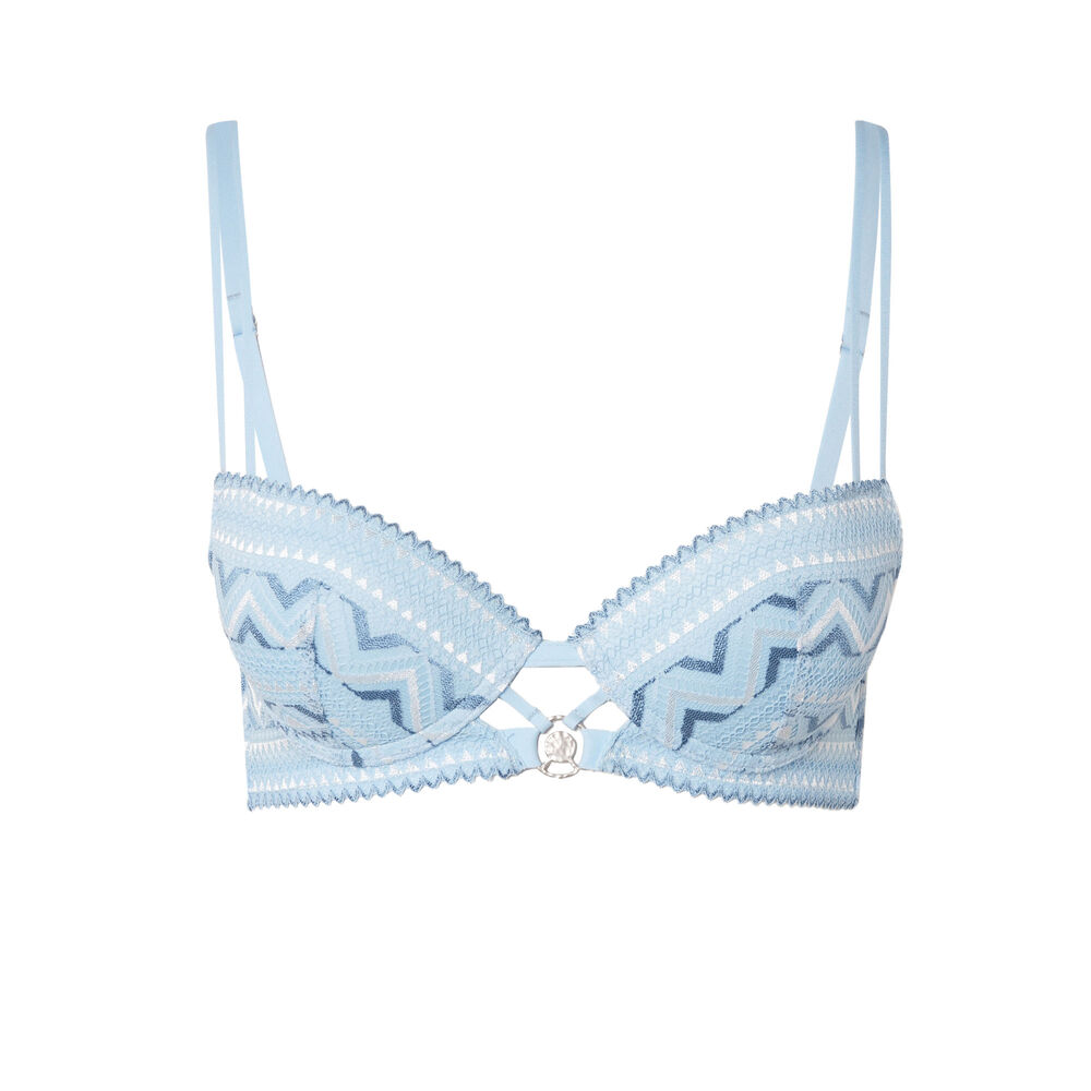 Sujetador push-up de encaje bicolor - azul azul.