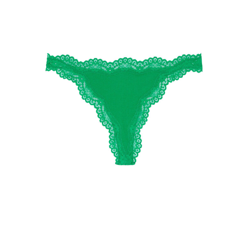 tanga liso con bordes de encaje - verde tanga liso con bordes de encaje - verde;