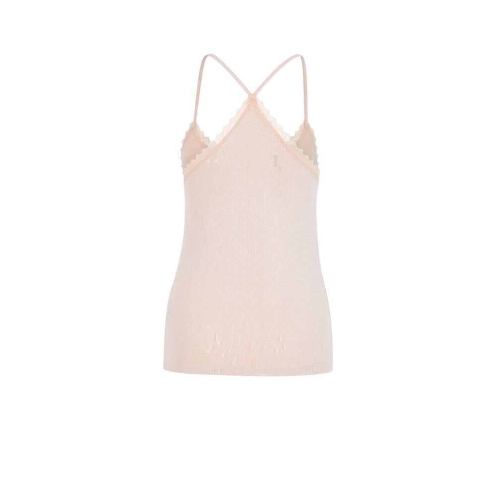 Top de punto brillante con finos tirantes luximiz rosa.