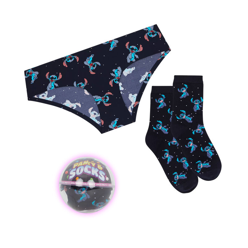 Conjunto braguita culotte + calcetines estampado Stitch stitchetoiliz Conjunto braguita culotte + calcetines estampado Stitch stitchetoiliz;