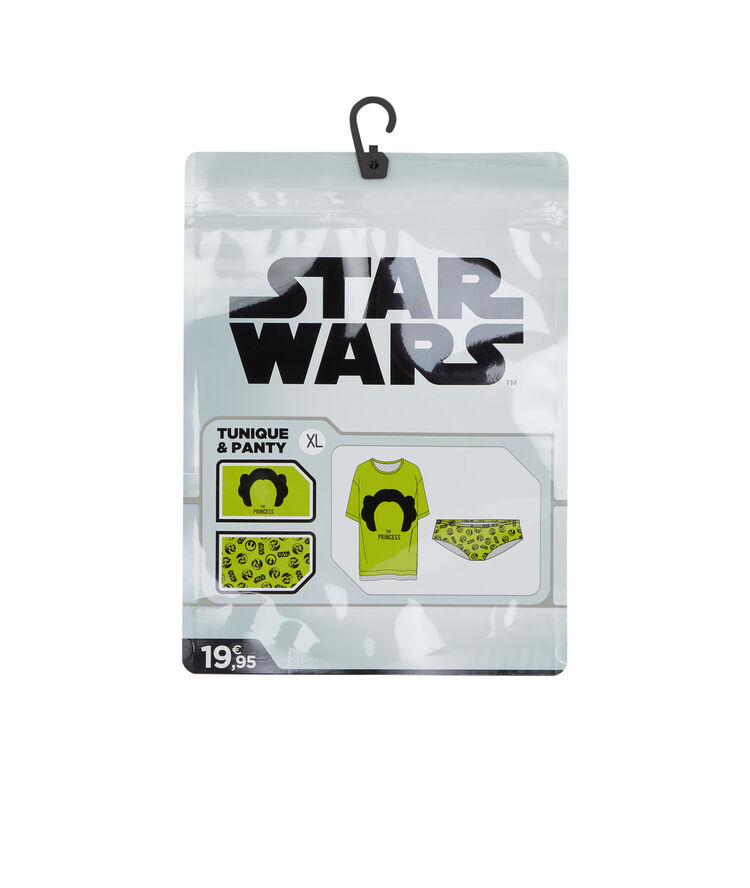Set de túnica + braguita culotte estampado princesa leia leiz verde limón.